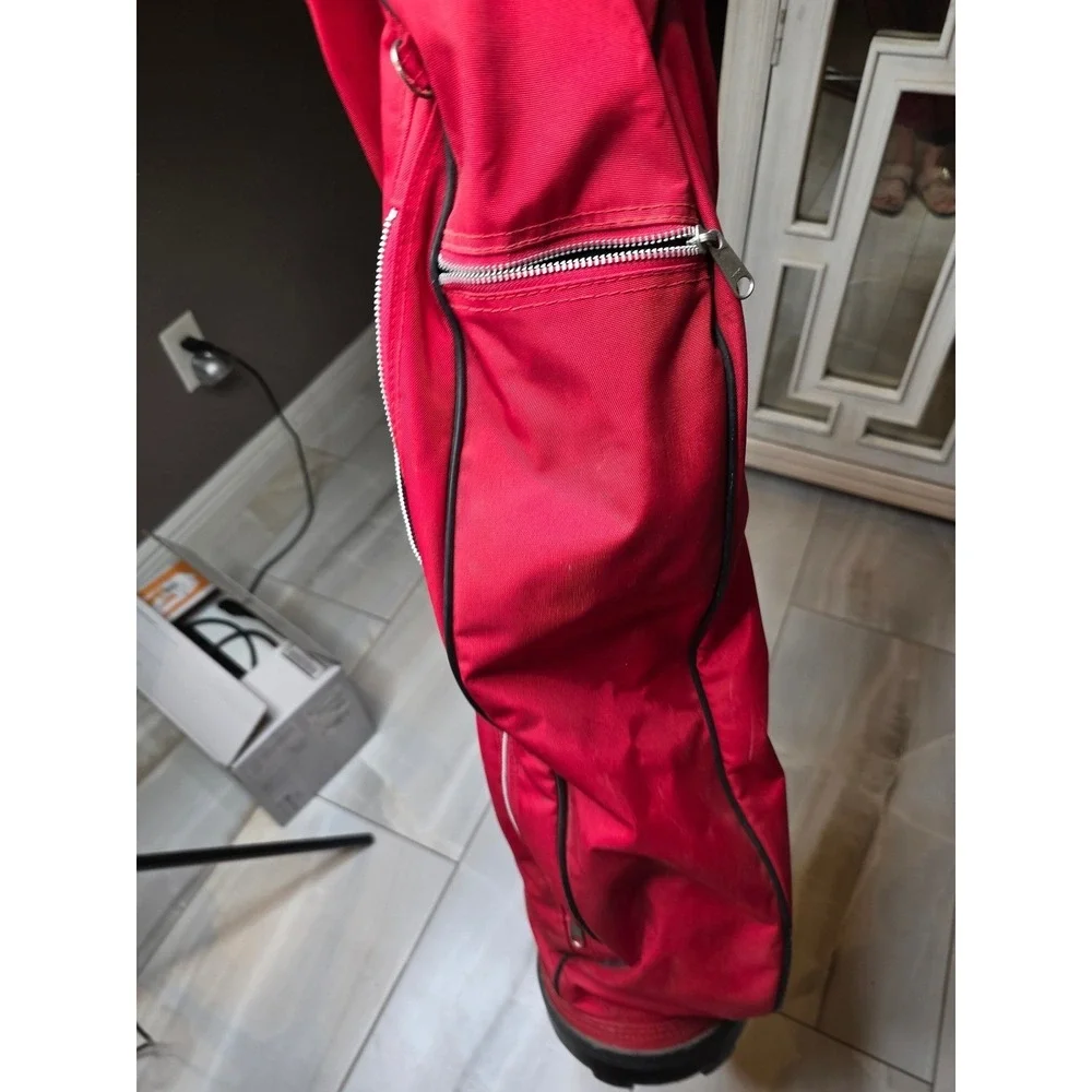 Vintage‎ Red Golf Sunday Carry Bag Lightweight Canvas Padded Strap 32 Inch